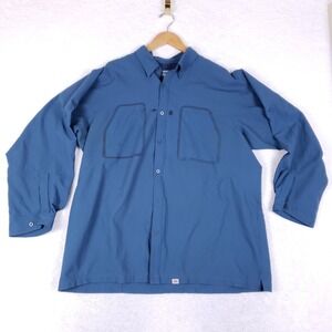 Simms Fishing Shirt Mens XXL Blue Long Sleeve Ventilated Button Up Performance